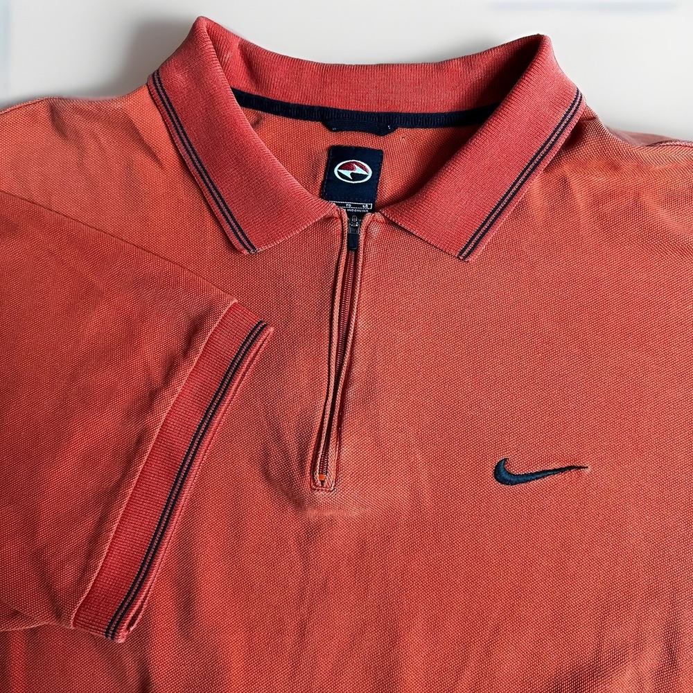 Vintage 90s Nike Tiger Woods Golf Polo Shirt Mens XL Orange Slam Yin Yang Logo